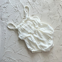 Load image into Gallery viewer, SIZE 3-6M Bailey Tie Back Romper - Cream Cotton