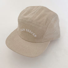 Load image into Gallery viewer, The best Baby and Kids Beige corduroy 5 panel hat. Available at Oaka Bambino. Worldwide shipping.