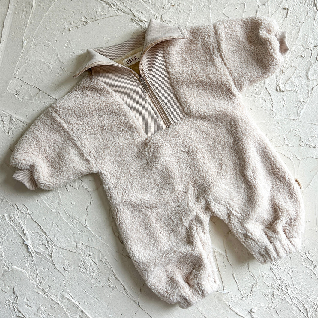 Jonah Zip Romper - Beige Teddy