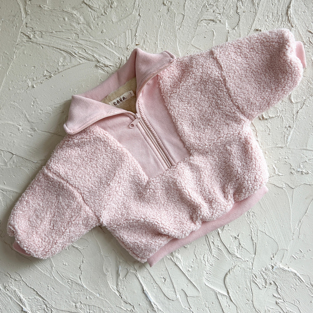 Jonah Zip Jumper - Soft Pink Teddy