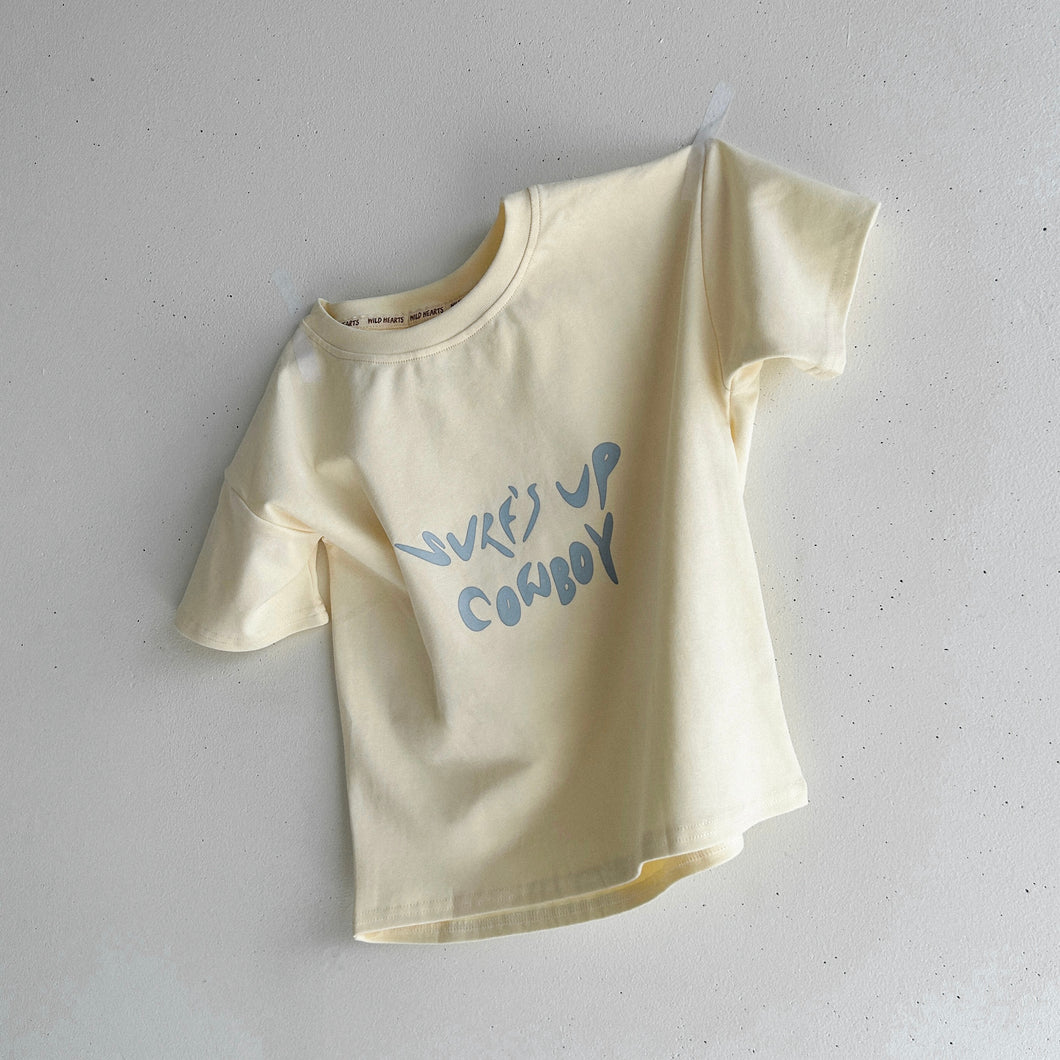 Surf's Up Cowboy T-Shirt - Buttercream/Blue