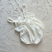 Load image into Gallery viewer, SIZE 3-6M Bailey Tie Back Romper - Cream Cotton
