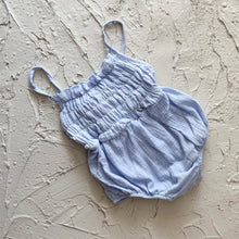 Load image into Gallery viewer, Bailey Tie Back Romper - Blue Cotton
