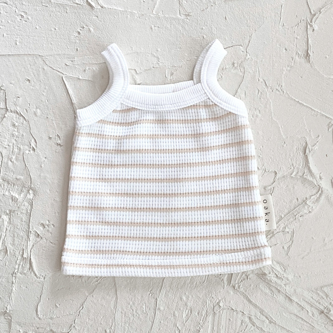 Sunset Singlet - Golden Beige Striped Waffle