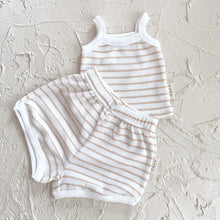 Load image into Gallery viewer, Sunset Singlet - Golden Beige Striped Waffle
